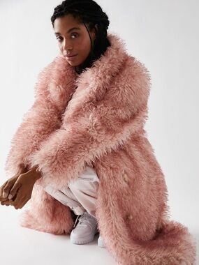 Free People Helena Sheerling Maxi Coat, Pink, S